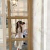 Madofit 마두/silk 자오자오 여자친구_평판 좋은 순실크·텐셀 소재, 우아한 V넥 소매가 살짝 퍼지는 상의